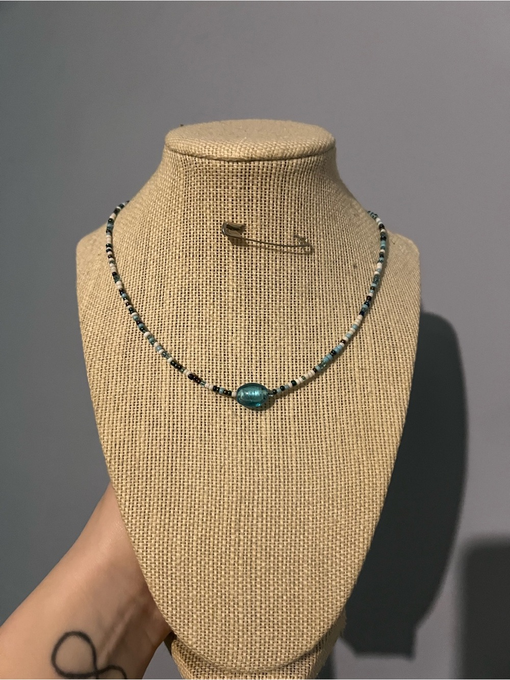#120. Handmade Necklace Choker Style Beach Ocean Blue